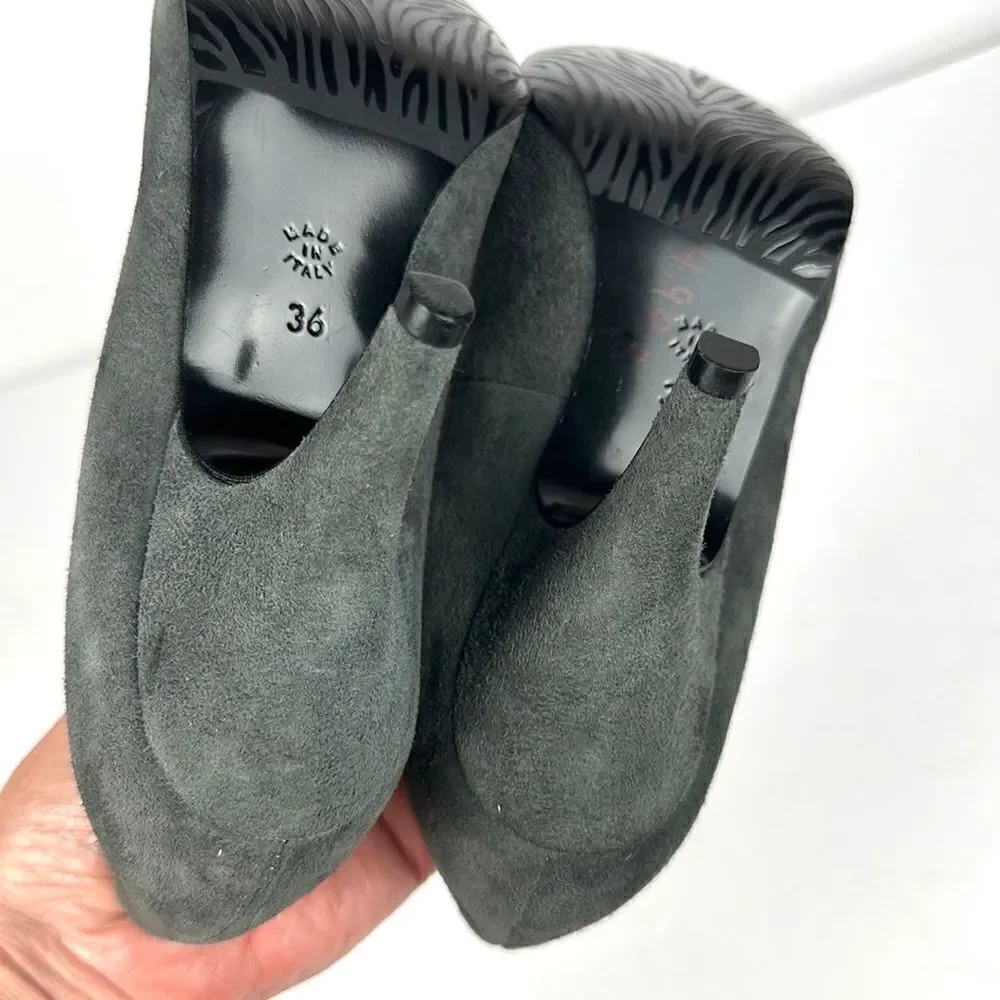 New Andrea Morelli Italy Gray Suede Pumps Heels EUR 36 US 6